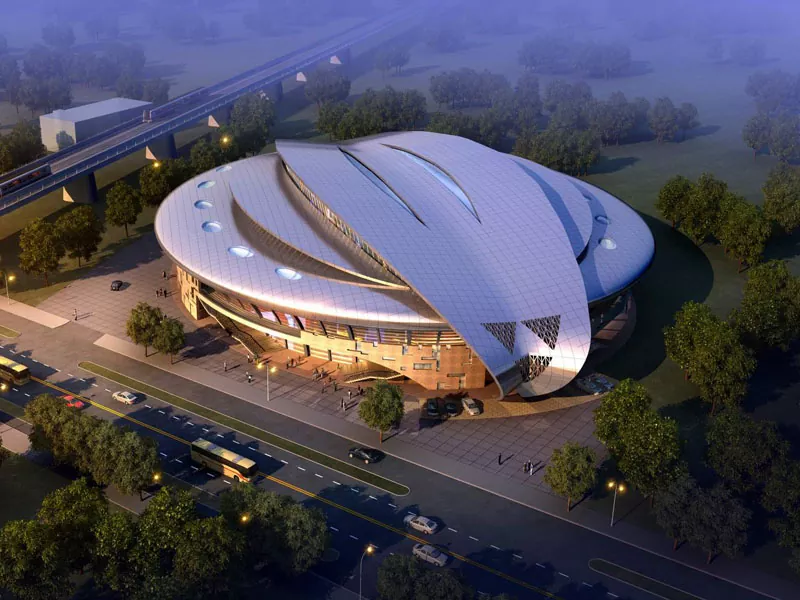 Konstruksi stadion Prefab kanthi struktur baja